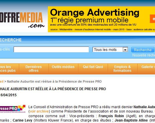 Nathalie Auburtin est réélue à la Présidence de Presse PRO